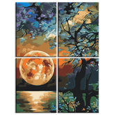 Painting by Numbers Full Moon Evening Mood 4 Panel